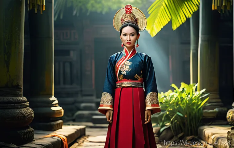 콘셉트 아트 제작 기법 - **Feudal Vietnamese Warrior in Ceremonial Attire**
    "A female Vietnamese warrior, standing with a...